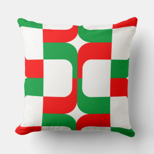 020614 - Grass Green and Red on White Cushion