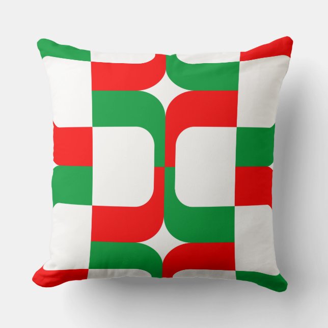 020614 - Grass Green and Red on White Cushion (Front)