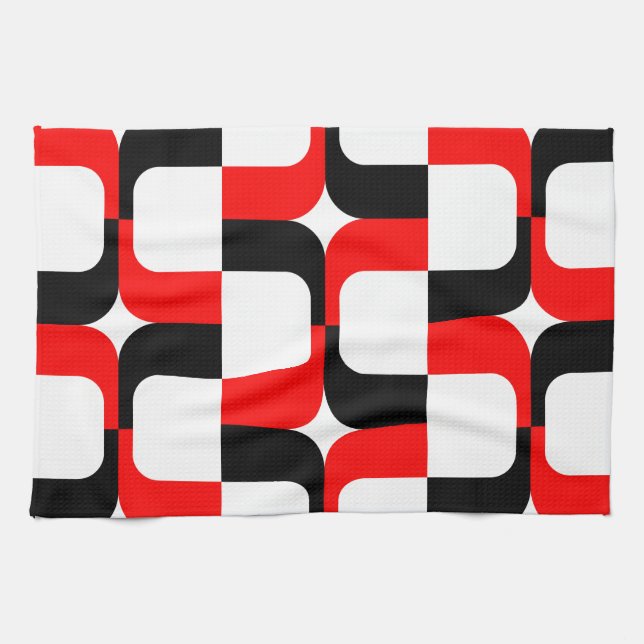 020614 - Red and Black on White Tea Towel (Horizontal)