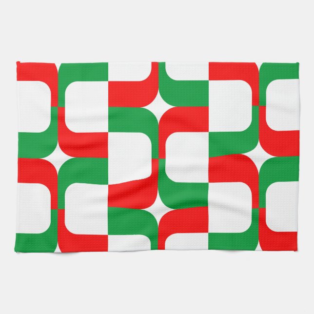 020614 - Red and Green on White Tea Towel (Horizontal)