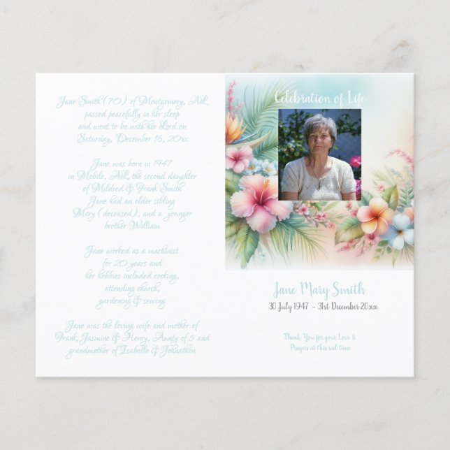 #0211252 Memorial Funeral Order of Service Program (Front)