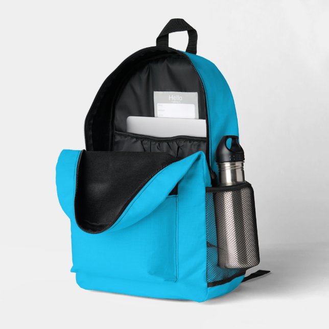 #024 Aqua Blue Colour Collection Printed Backpack (Back Corner Right (Open))