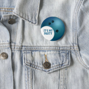 02of12 Birthday Custom Blue Bowling Ball 6 Cm Round Badge