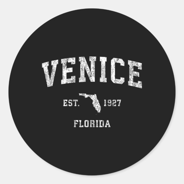 038167 Venice Florida Fl Athletic Sports Classic Round Sticker (Front)