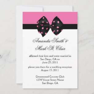 03 Pink Black Polka Dots Post Wedding Reception In Invitation