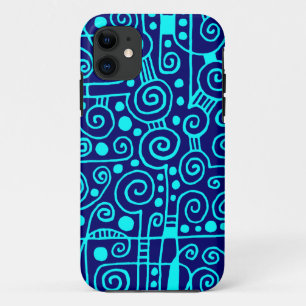 040512 - Cyan on Deep Navy.pdf iPhone 11 Case