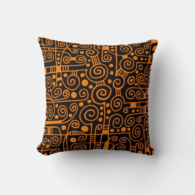 040512 - Yellow Orange on Black Cushion (Front)