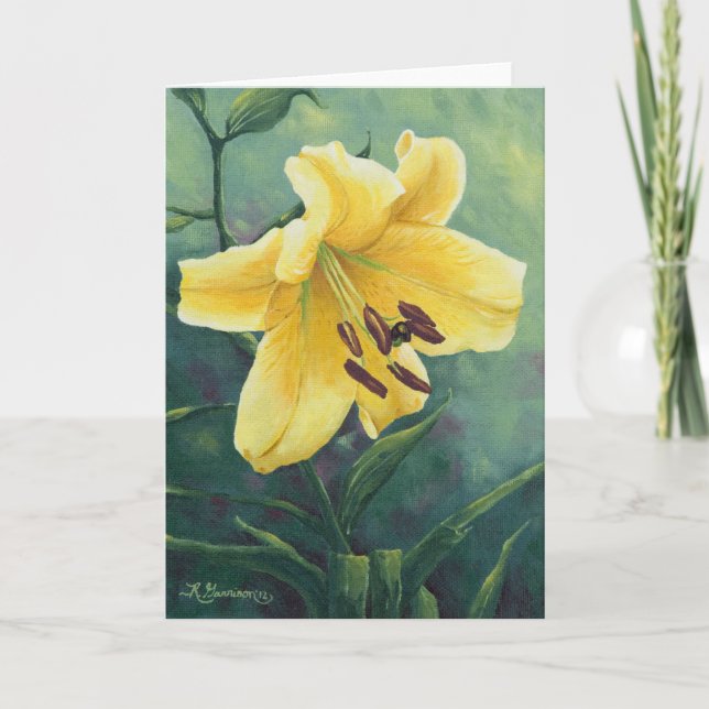0422 Yellow Lily Greeting Card (Front)