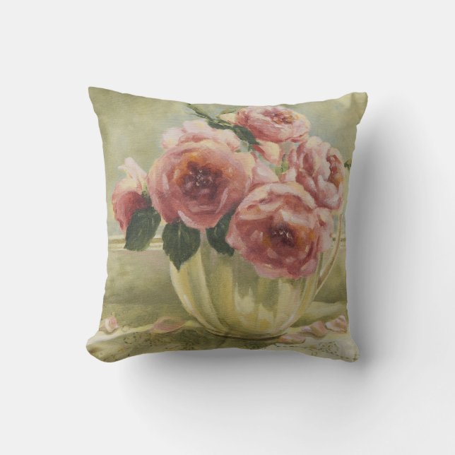0437 English Roses in Pitcher Cushion (Front)