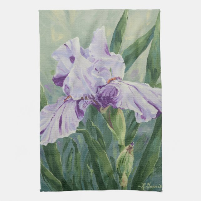 0440 Purple Iris Tea Towel (Vertical)