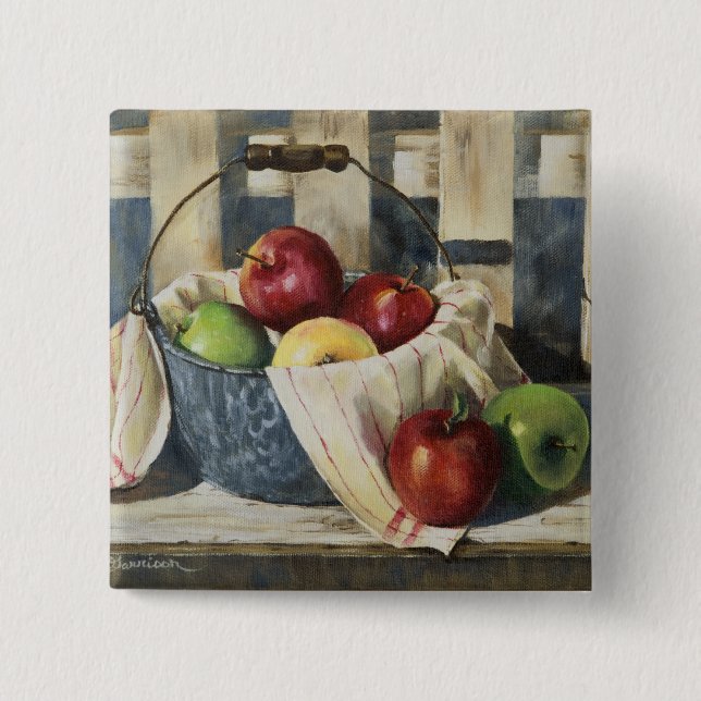0449 Apples in Enamelware Pail 15 Cm Square Badge (Front)