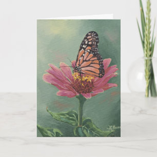 0465 Monarch Butterfly on Zinnia Birthday Card