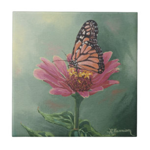 0465 Monarch Butterfly on Zinnia Tile