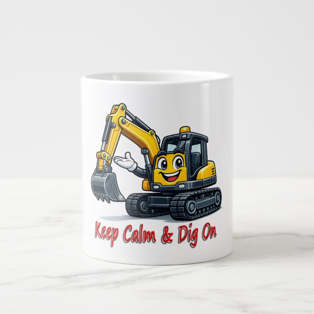 0499AC20A1  Happy Forklift Cartoon Mascot Large Coffee Mug (Front)