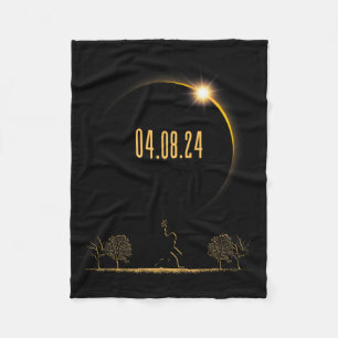 04.08.24 Total Solar Eclipse 2024 Fleece Blanket