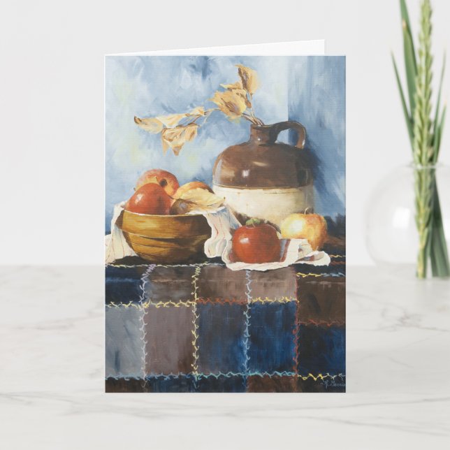 0541 Apple Crockery Still Life Birthday Card (Front)