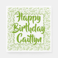 05 Birthday Number Pattern Scallops Green/White
