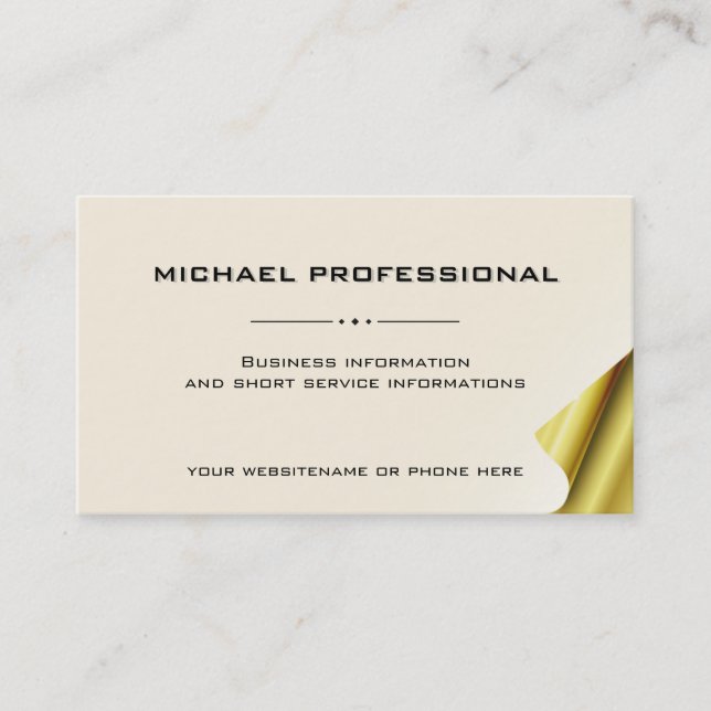 05 Modern Professional Business Card ivory gold (Front)