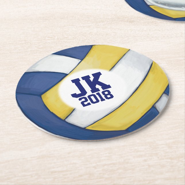 05of12 Disposable Volleyball Party Round Paper Coaster (Angled)