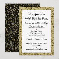 05th Birthday Party Black/Gold Number Pattern