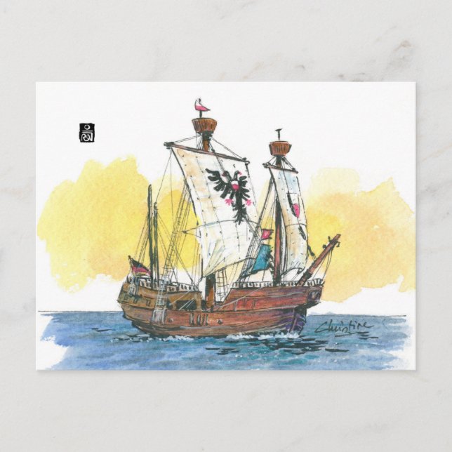(066) Lisa von Lubeck Mediaeval Caravel Postcard (Front)