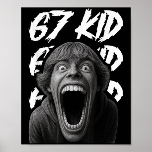 067 Meme Or 67 Kid Meme Whit Black And White Color Poster