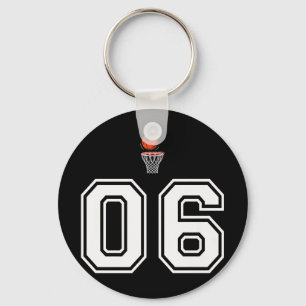 06 Number Basketball Style Vintage White Premium Key Ring