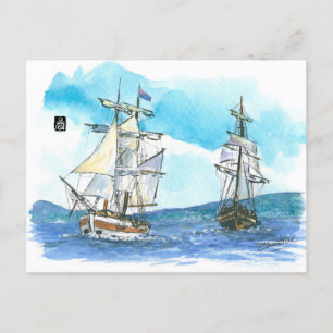 (073) Lady Nelson & WindwardBound Sailboats Postcard