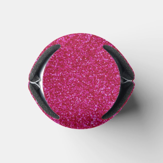 07 Hot Pink Glitter Print Glimmer Sparkles Can Cooler (Bottom)
