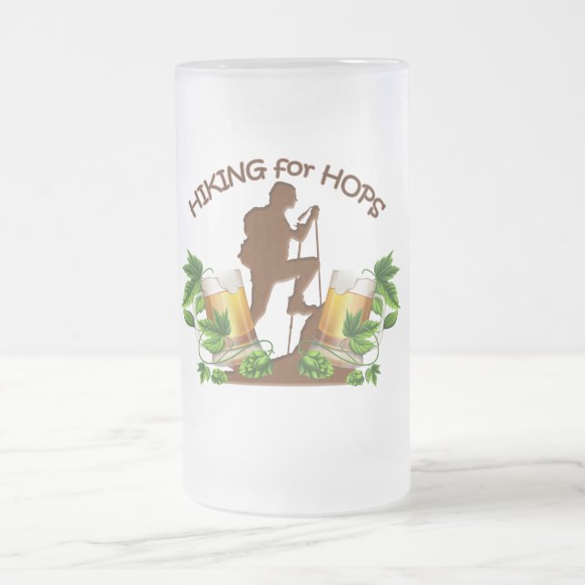 (08)Hiking for Hops Frosted 16 oz Mug (Center)