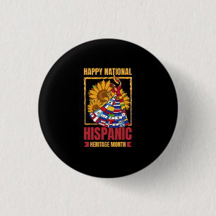08.National Hispanic heritage Month all countries. 3 Cm Round Badge