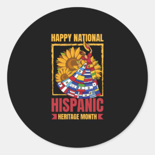 08.National Hispanic heritage Month all countries. Classic Round Sticker
