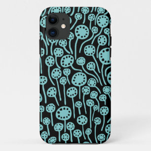 090512 Lt Blue Green on Black iPhone 11 Case