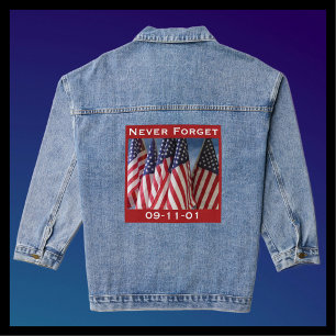 09-11-01 Never Forget American Flag Red White Blue Denim Jacket
