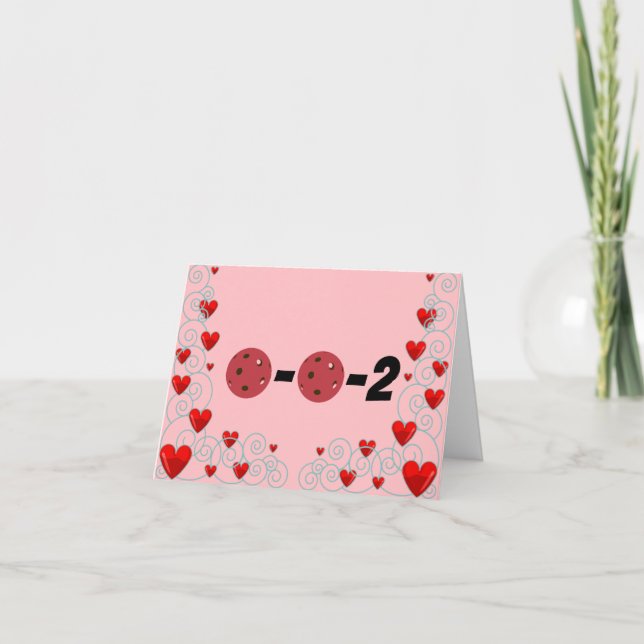 0-0-2 I Love Playing Pickleball With You Valentine Card (Front)