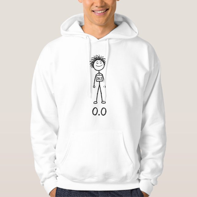 0.0 Funny Stick Figure Guy Runner Marathon Joke Hoodie (Front)