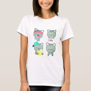 0% Battery Energy Funny Tired Cat T-Shirt