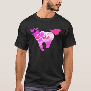 0 Dentist Assistant Hygienist Tooth Butterflies Lo T-Shirt