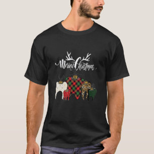 0 Dentist Christmas Funny Leopard Plaid Tooths Den T-Shirt