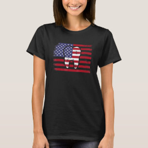 0 Distressed Dentist American Flag 4th Of July Den T-Shirt