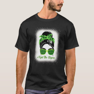0 Fight The Stigma Messy Bun With Green Ribbon Men T-Shirt