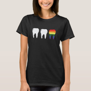 0 Gay Dentist LGBT-Q Rainbow Pride Flag Ally Denta T-Shirt