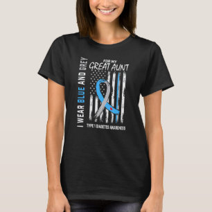 0 Great Aunt Type 1 Diabetes Awareness American Fl T-Shirt