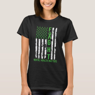 0 Green American Flag USA Mental Health Matters T-Shirt