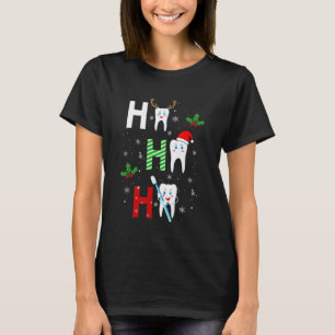 0 Ho Ho Ho Santa Christmas Funny Teeth Dentist Den T-Shirt