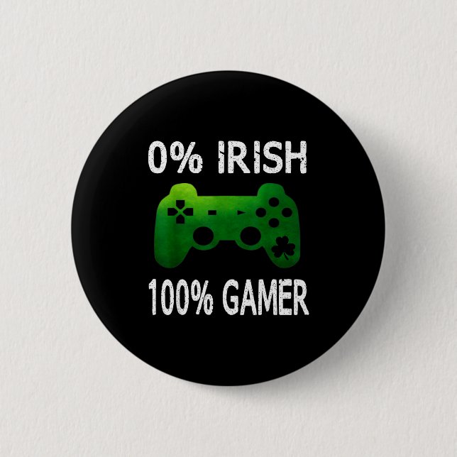 0% Irish 100% Gamer Funny St Patricks Day Video Ga 6 Cm Round Badge (Front)