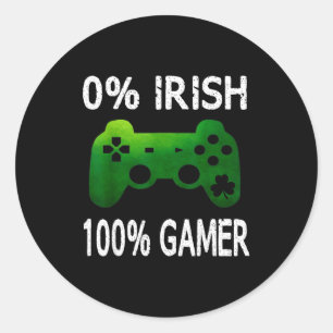 0% Irish 100% Gamer Funny St Patricks Day Video Ga Classic Round Sticker