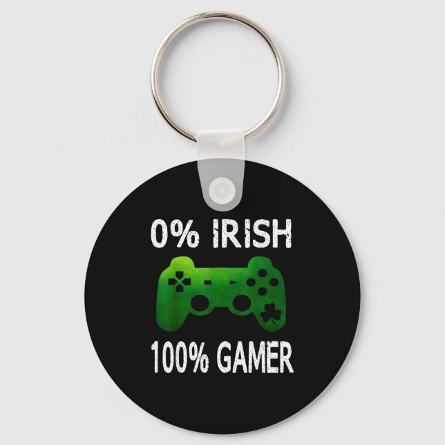 0% Irish 100% Gamer Funny St Patricks Day Video Ga Key Ring (Front)