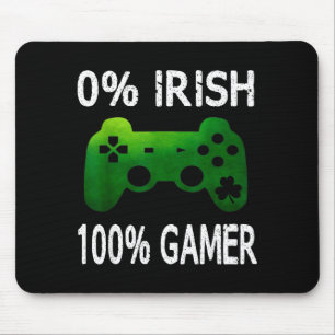 0% Irish 100% Gamer Funny St Patricks Day Video Ga Mouse Mat