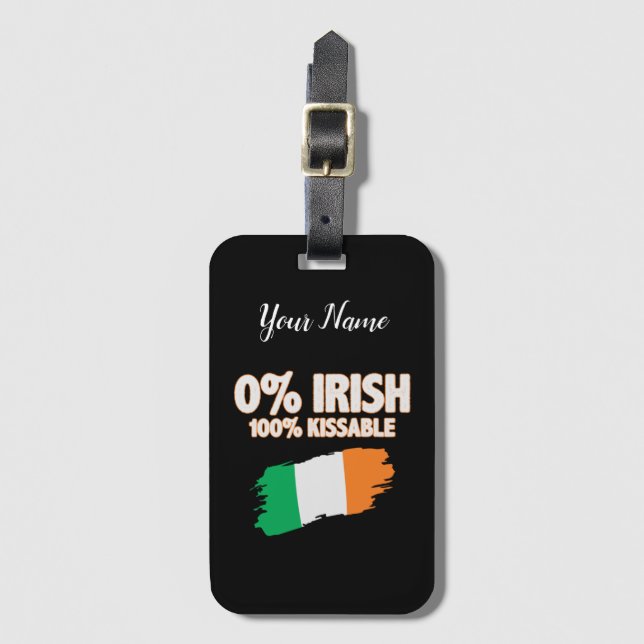 0% Irish 100% Kissable Luggage Tag (Front Vertical)